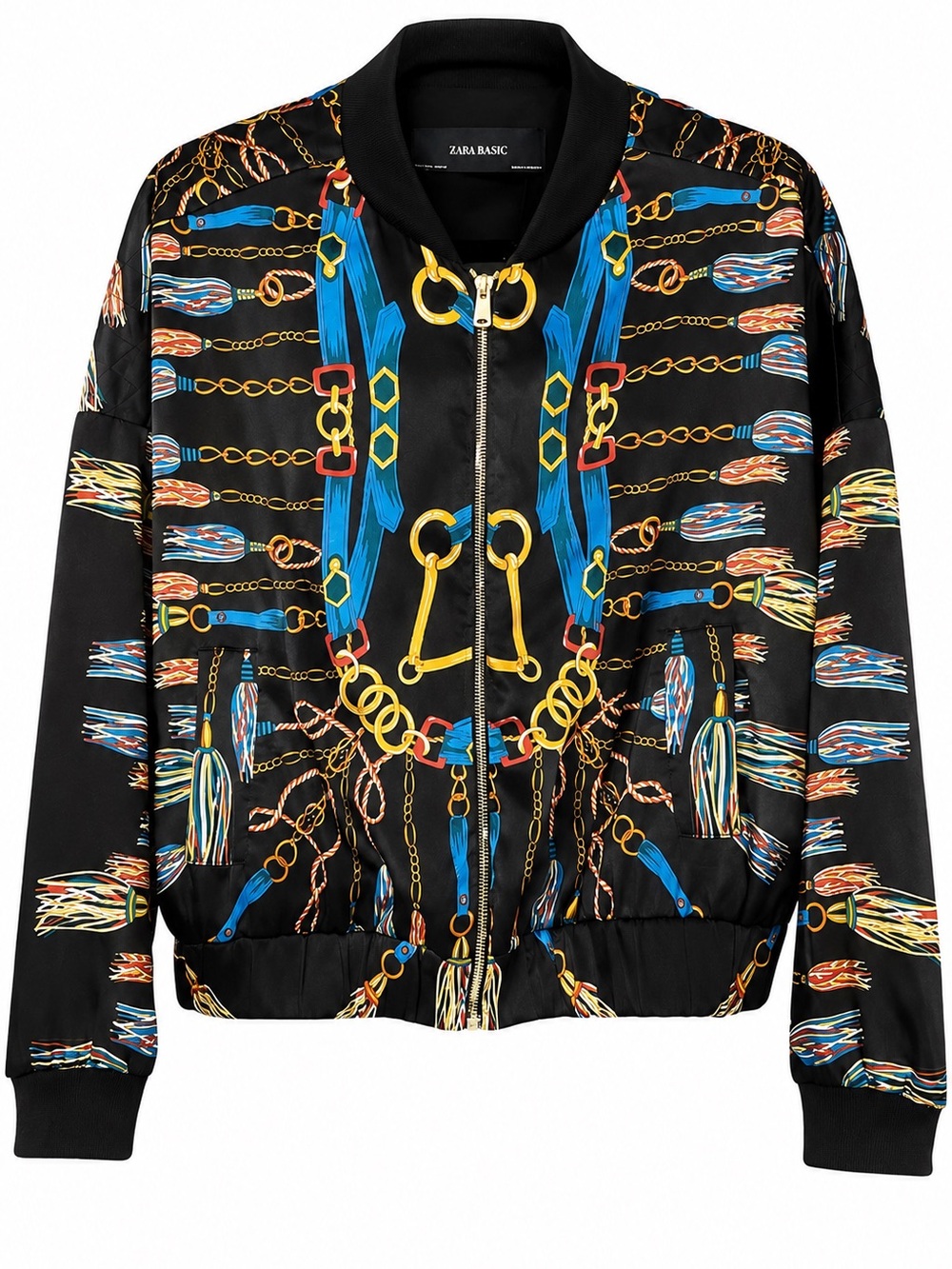 ZARA Chain Print Bomber Jacket L Bloggers' Fave!